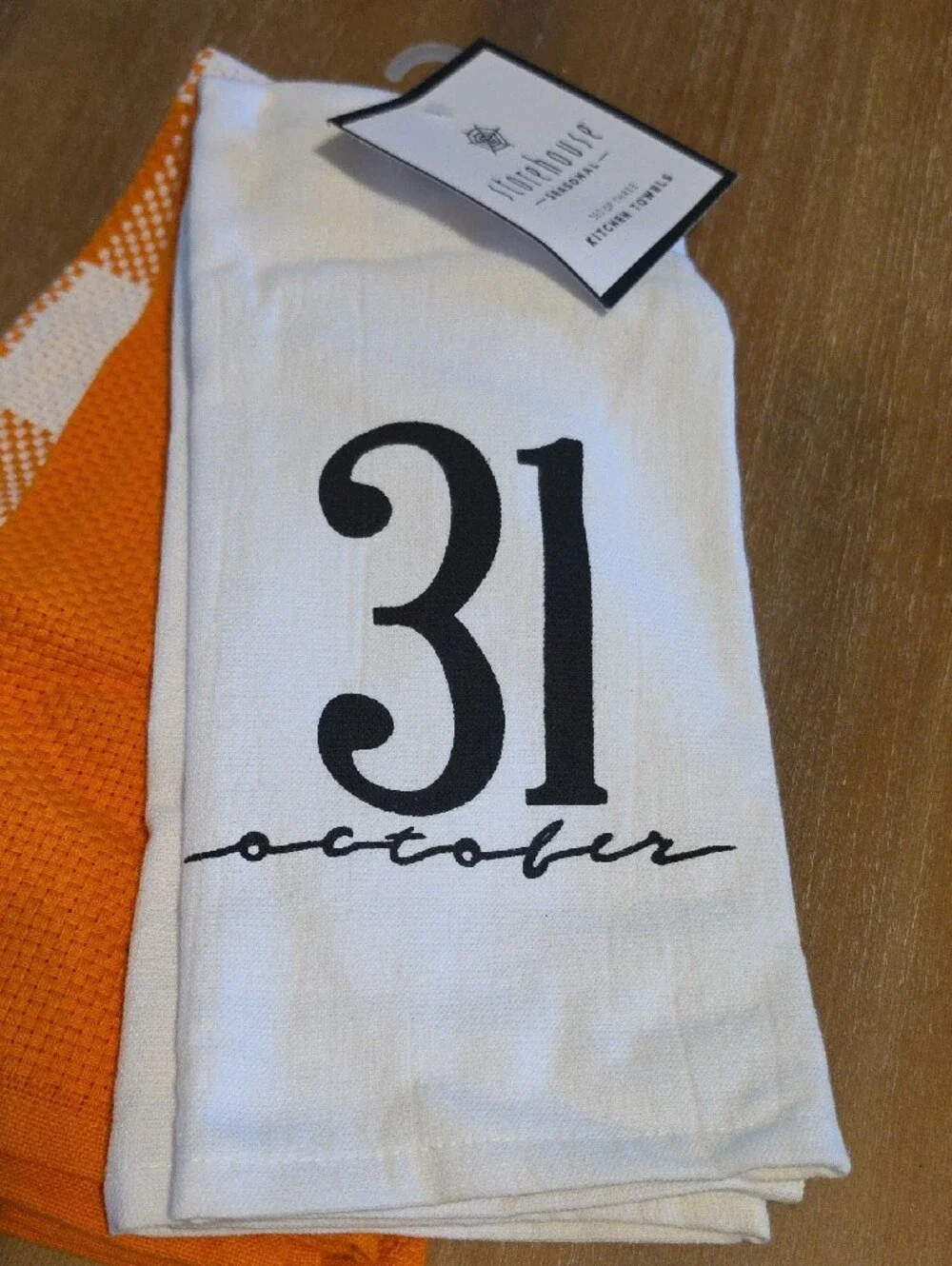 31 October Halloween Kitchen Towels - Orange & White NWT